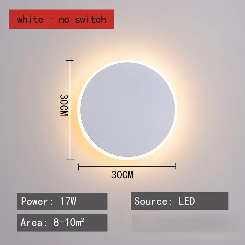 Modern Minimalist Round LED Wall Lamp - Touch Switch & Motion Sensor Porch Light