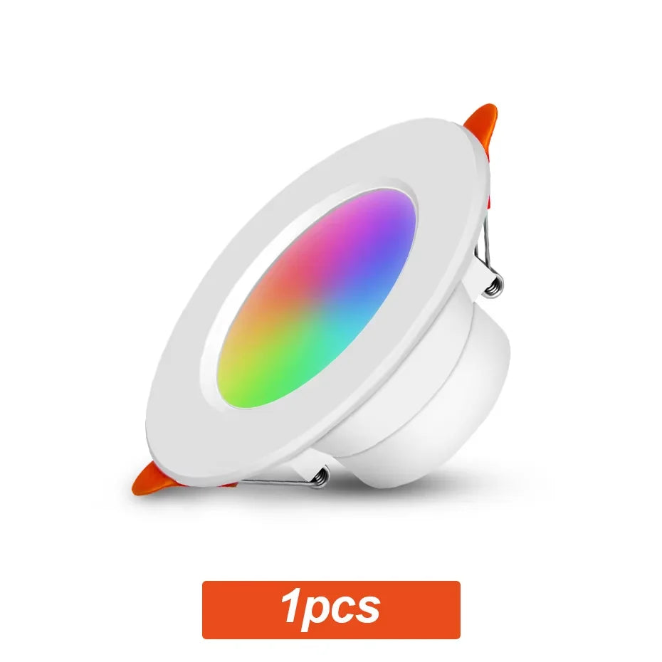 Tuya RGB Smart Bluetooth LED Ceiling Light AC85-265V 10W Recessed LED Downlight CCT Dimmable RGB Spotlight for Home Lighting