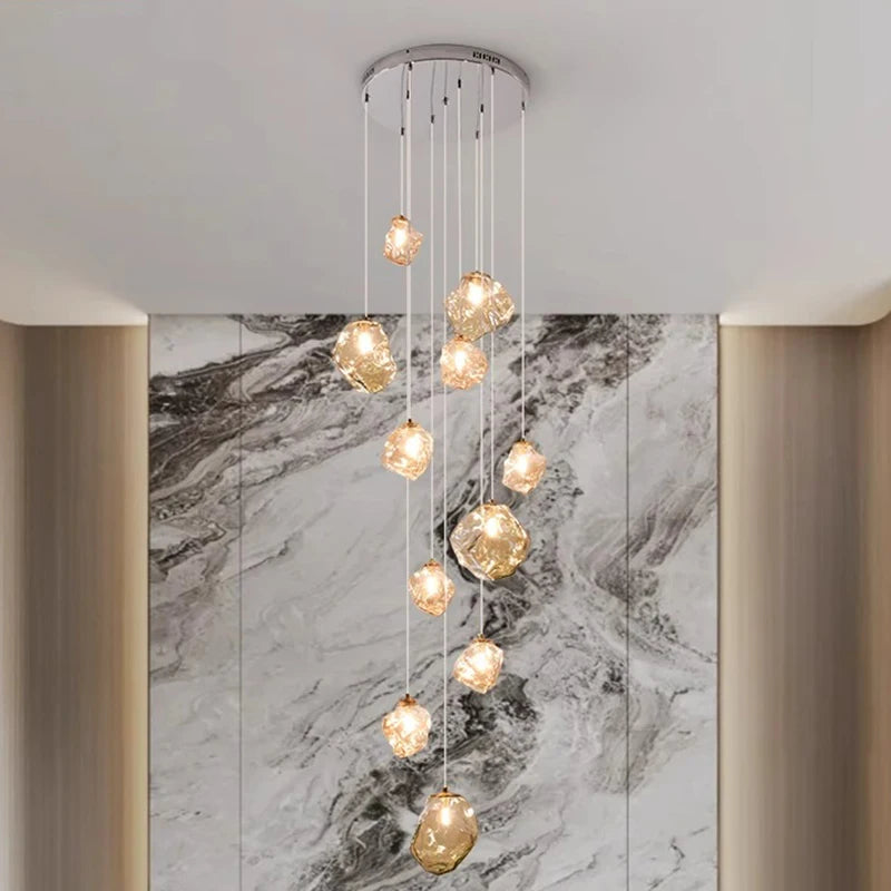 Modern LED Staircase Chandelier - Luxury Long Pendant Light for High Ceilings
