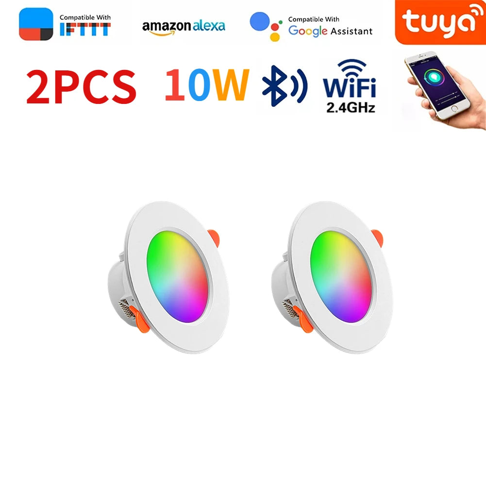 LED Downlight  Smart Life Dimming Spot Bluetooth Lamp 10W RGB+CW+WW Change Warm Smart Lamp Work with Alexa Google Home