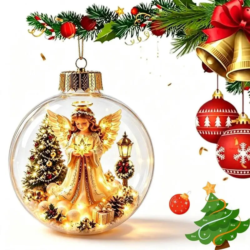 Glowing Christmas Story Ornament - Glowing Christmas Diorama Ornament, Light-Up Mini Scene With Warm LED Light, Light-Up Mini