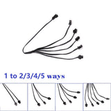 2/3/4/5-Way EL Wire Splitter Connector Cable - Multi-Channel Power Distribution Splitting Wire Lead for Neon Wire & LED Lighting Accessories