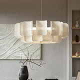 Nordic Wabi-Sabi Tiered Acrylic LED Pendant Light - White Minimalist Ceiling Chandelier Lamp Fixture for Dining Room, Kitchen Island & Lobby Decor