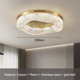Luxury Gold Lustre Crystal Chandelier Rounded Copper Ceiling Lamp for Dining Living Room Bedroom Home Decoration