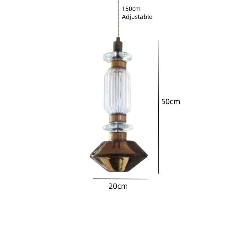 Clear Amber Glass LED Chandelier Modern Pendant Lamp Hall Parlor Restaurant Bedside Lighting Fixtures Wire 150cm Adjustable