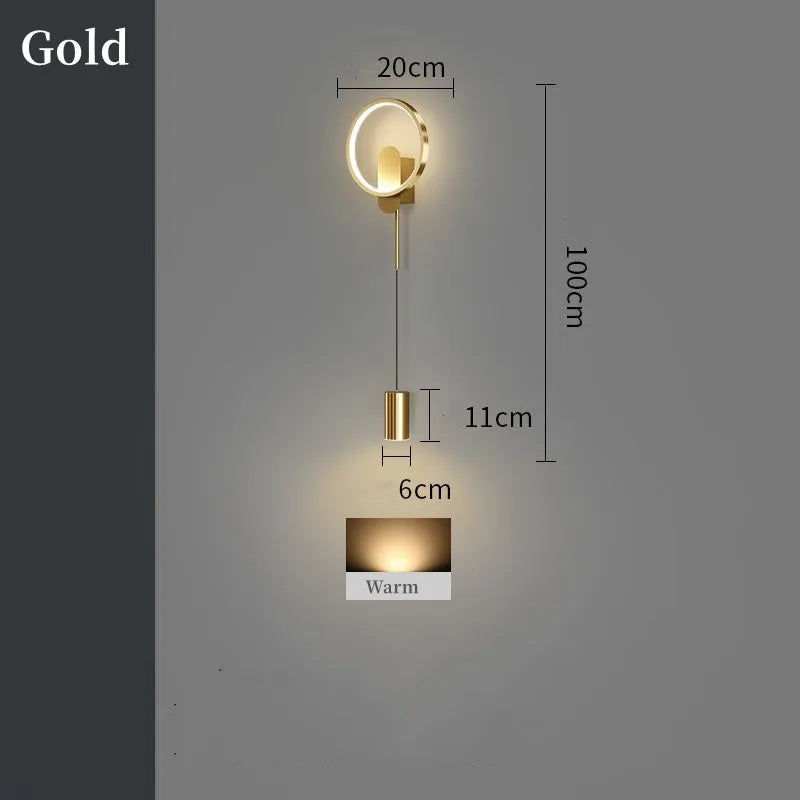 Modern Led Indoor Wall Lamp Bedroom Bedside Decoration Living Room Stair Wall Light Sconce Golden Luminaire светильник настенный