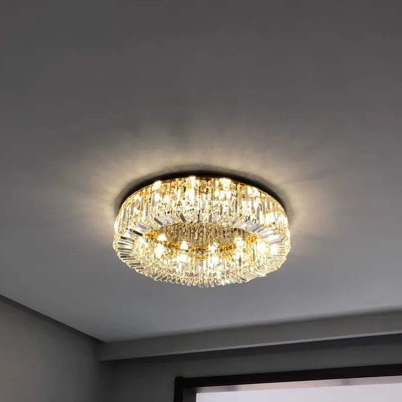 Modern K9 Crystal Ceiling Lamp Fashion Trend Living Room Lamp Children Bedroom Dining Table LED Ceiling Lamp Round