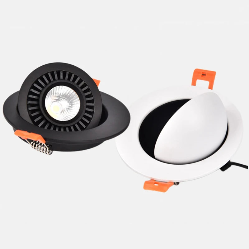 Dimmable Recessed COB LED Downlights 360° Rotating 9W 12W 15W 18W 20W 24W Ceiling SpotLights AC85~265V Lobby Living Room Bedroom