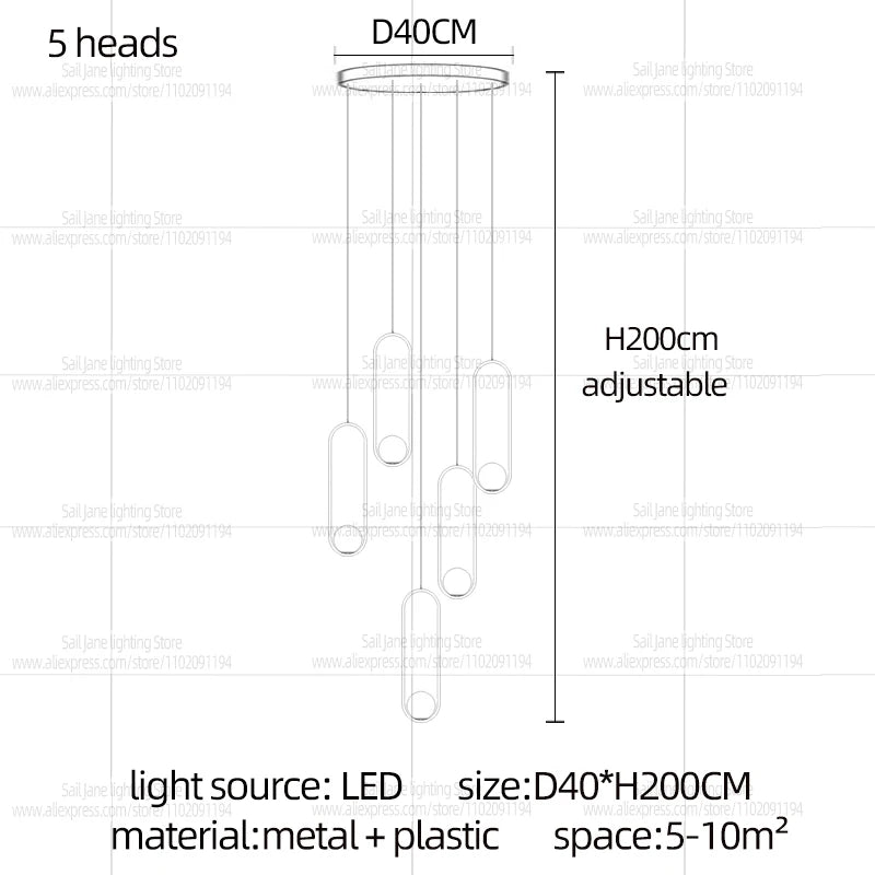 Nordic Home Decor LED Chandelier Villa Living Room Ceiling Light Suspended Staircase Pendent Lamp Dining Table Pendent Light