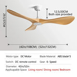 DC 35W 52Inch Ceiling Fan 3 ABS Strong Blade Restaurant Fan Support Remote Control 110V 220V Industrial Vintage Ceiling fans