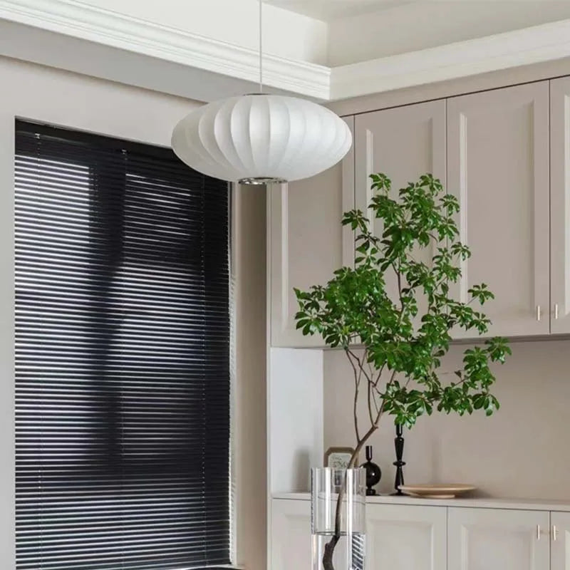 Japanese Wabi-Sabi Handmade Silk Pendant Lamp LED for Living Room Hotel Restaurant Home Decor