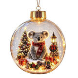 Acrylic Light-Up Christmas Ball Ornament Transparent Snowman Xmas Tree Hanging Pendant Animal Pattern Penguin