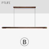 Wood Linear Pendant Light Fixtures Copper Over Kitchen Island Sink Ceiling Hanging Chandeliers for Dining Room Living Walnut