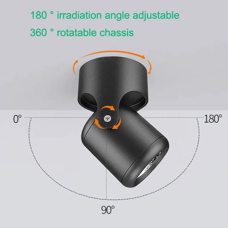 360° rotatable COB spotlight 7W 10W15W 20W Nordic color surface mounted foldable LED downlight ceiling light background lighting