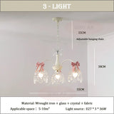 French Crystal Chandeliers Bedroom Living Room Dining Room Lamps Pink Bow Baby Room Princess Room Girl Bedroom Decor Chandelier