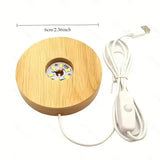 Wood Desktop LED Light Display Base - USB Powered Night Light Stand