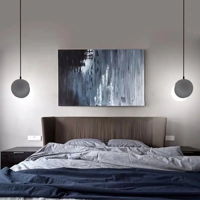 Modern LED Pendant Light Round Simple Restaurant Bar Moon Creative Hanging Fixture Bedroom Bedside Nordic Decor Art Small Lamp