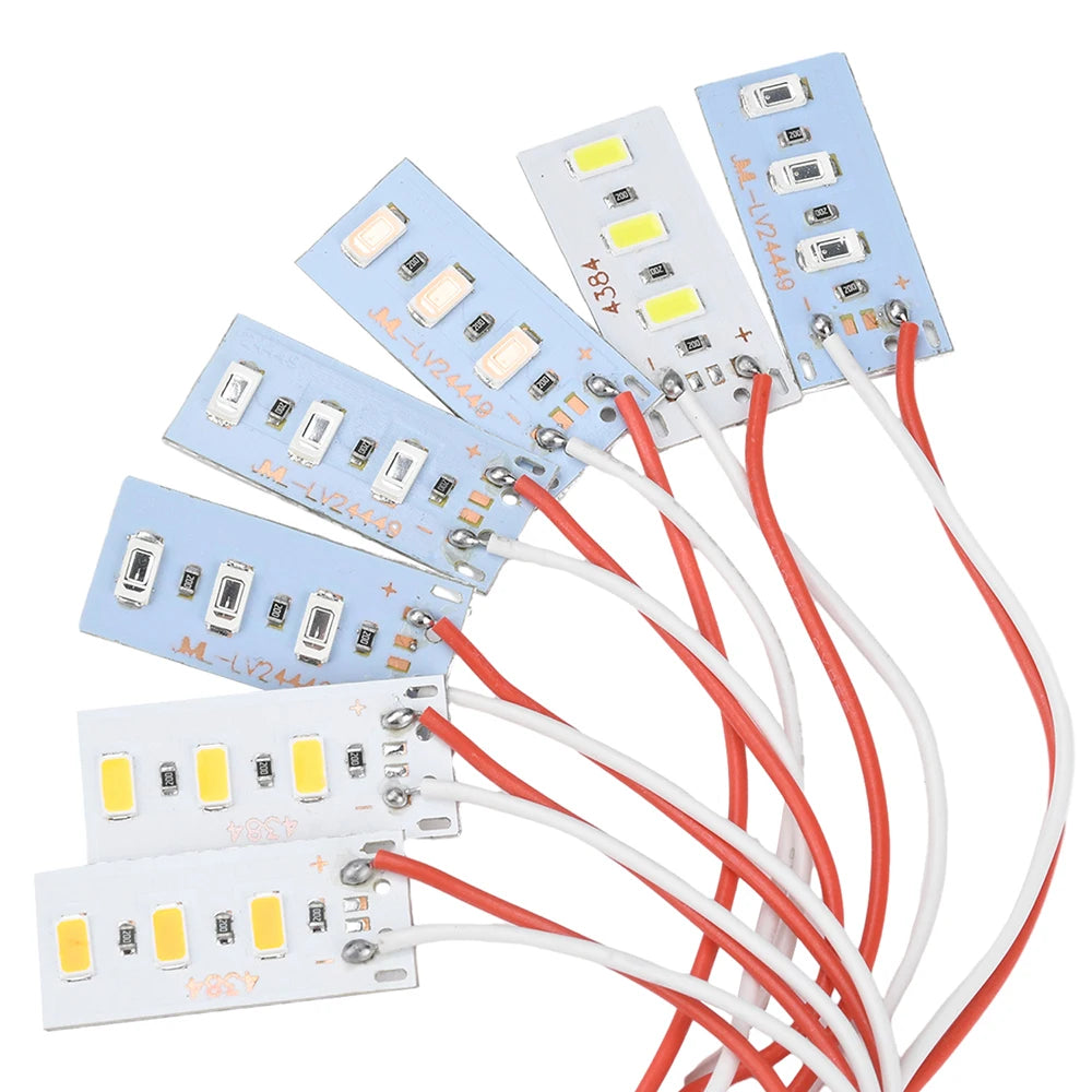5-Pack 1.5W 5V 5730 SMD LED Color Lamp Boards with Wires - High-Brightness Light Source Modules (Red, Yellow, Green, Blue, Warm White)
