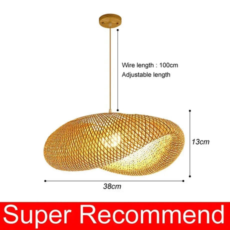 Classic Bamboo Luster's Chandelier Hanging Lamp Ceiling Handmade Rattan Pendant Light Fixture Weaving Home Living