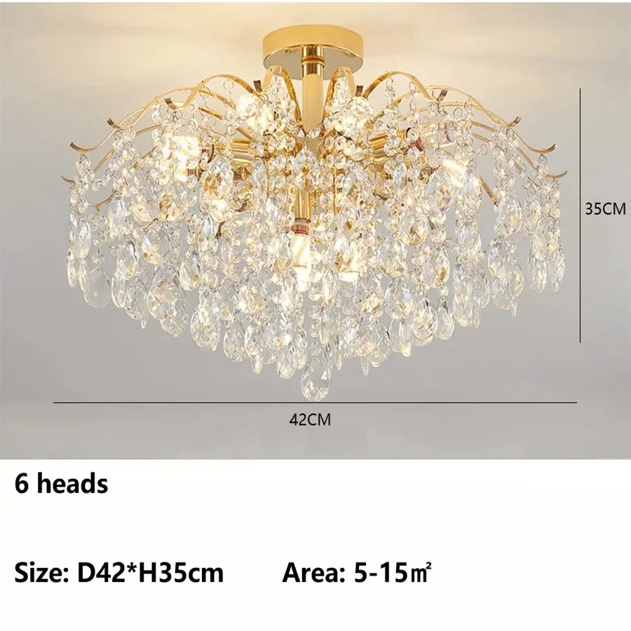 French Ceiling Lamps Luxury Crystal Pendant Light for The Living Room LED Interior Luster Home Decoration Hanging Light