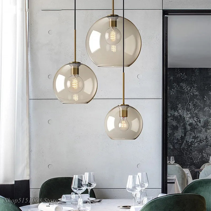Nordic Glass Pendant Light Modern living room Kitchen Hanging Lamps Lighting Fixtures LED Lamp Home Decor Suspension Luminaire