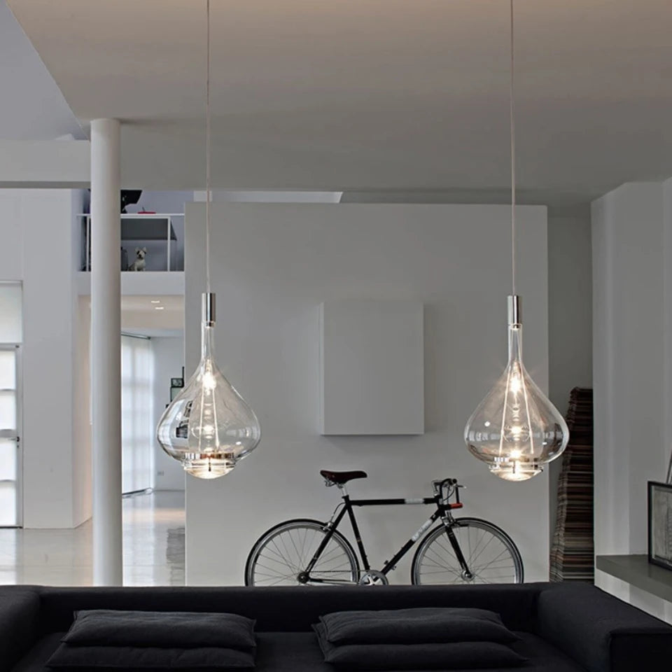 Nordic Restaurant Designer Glass Pendant Light Simple Creative Coffee Hall Background Decor Lamps Living Room Bedroom Droplight