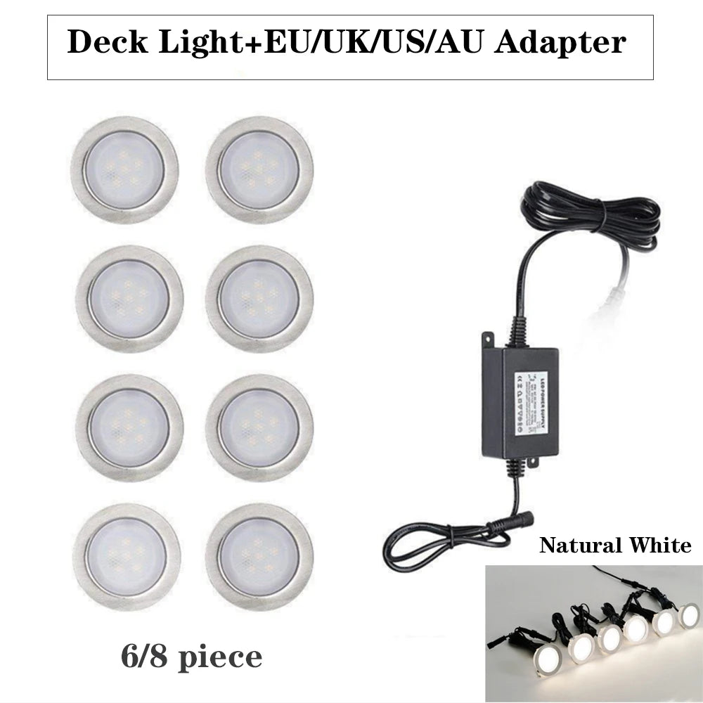 LED Deck Lights 12V Dimmable Underground Lamp | Recessed Outdoor Stair Lighting | IP67 Waterproof Garden Lights