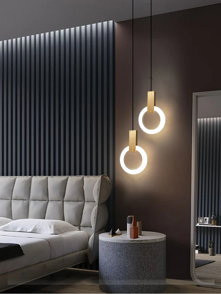 Nordic bedside circular small chandelier, modern and minimalist restaurant chandelier, fashionable bar and study light