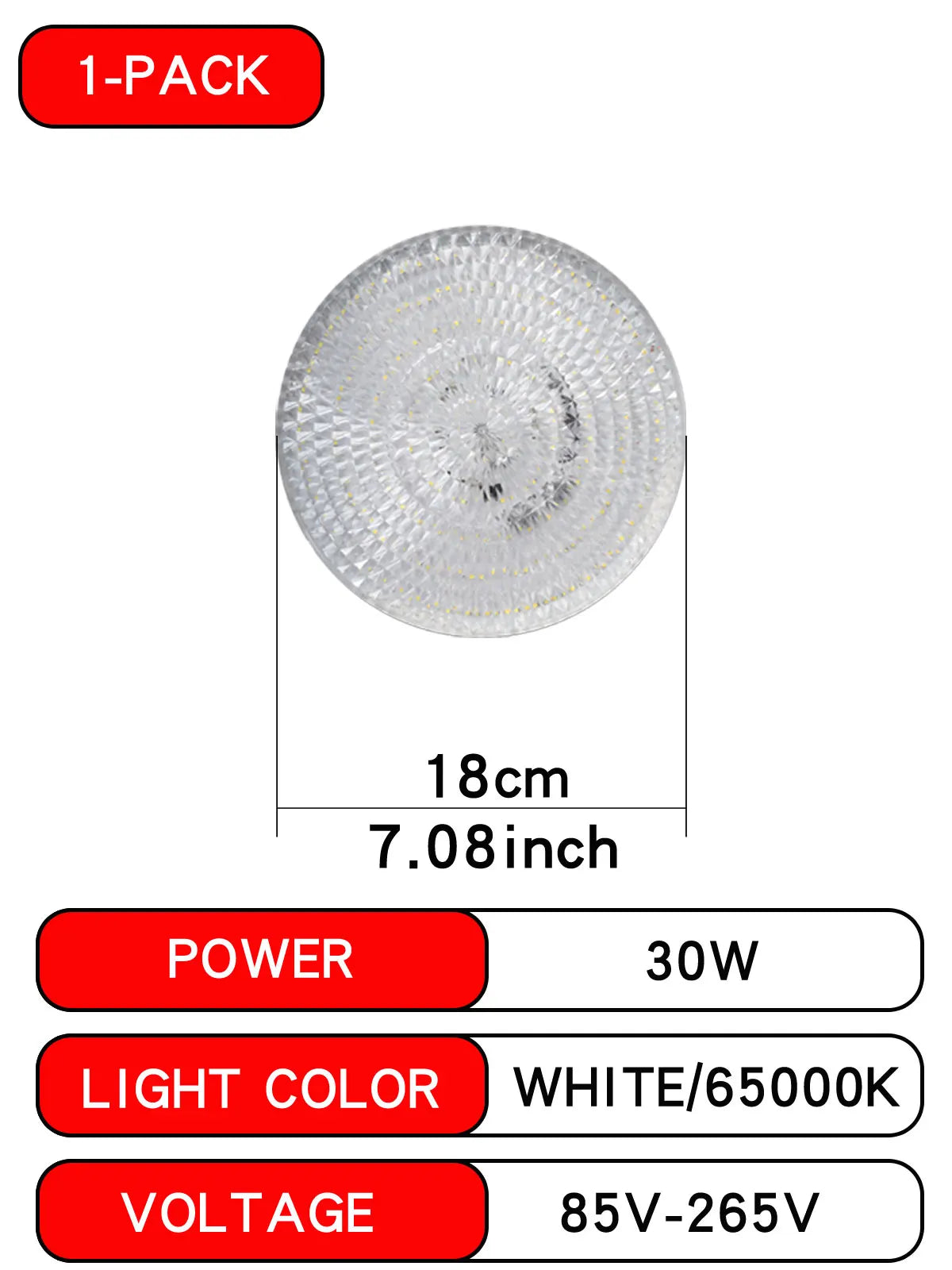 E27 LED Flying Saucer Bulb (30W/40W/60W) - 6500K Daylight Energy Saving Flat Ceiling Light Lamp for Garage & Home