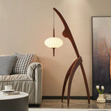 New Chinese Wabi-Sabi Solid Wood Floor Lamp - Creative Retro Standing Light Fixture for Living Room, Study & Bedroom