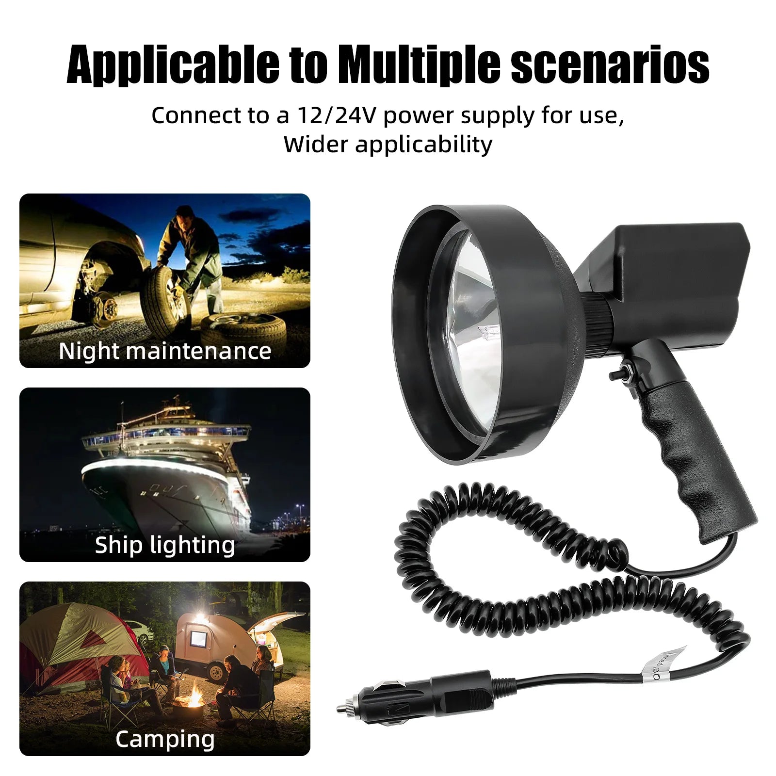 7inch -9 inch Xenon Lamp Handheld Camping Hunting Fishing Spot Light Spotlight Off Road Car Light Bar Led Working Lights 12v 24v