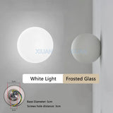 Round Glass Lights Modern Hidden Base Milky White Glass Wall Lamp for Bedroom Bedside Living Room Stair Hallway Entrance Hotel