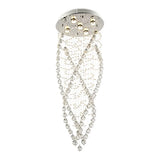 Elegant Multi Strand Waterfall Crystal Ceiling Lamp Long Vertical Crystal Chain Flush Mount Light For Large Living Room Stairwel