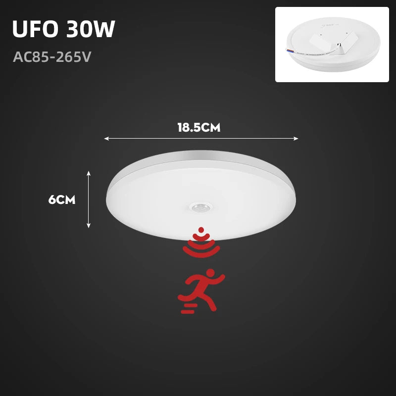 Modern LED Motion Sensor Ceiling Lamp - 20W PIR Smart Night Light Fixture