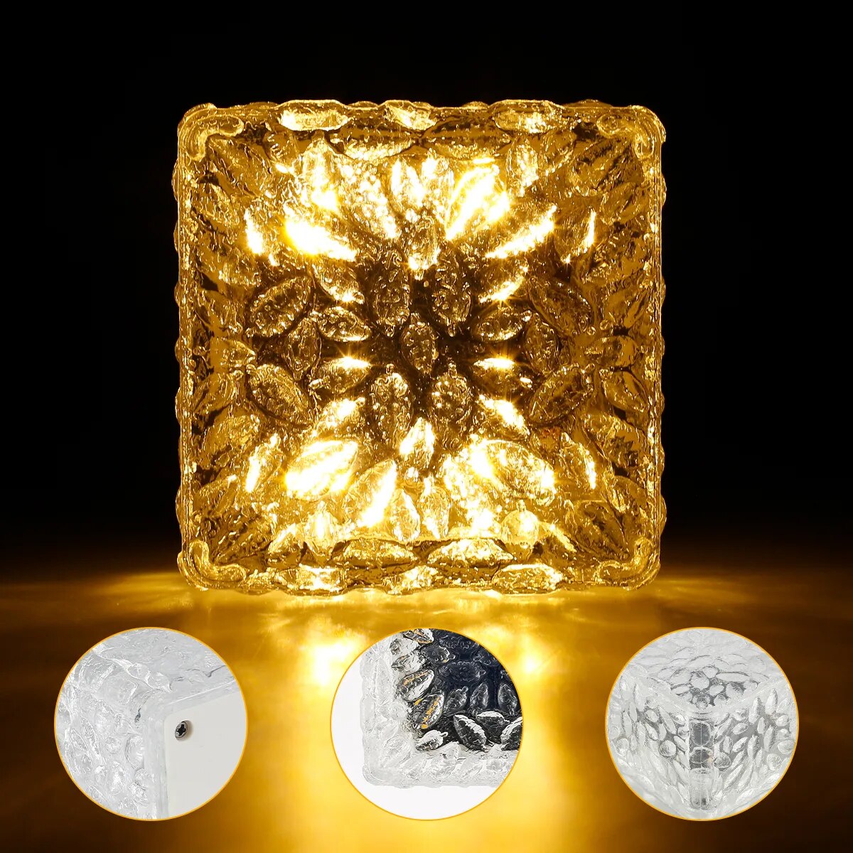 4pcs Solar LED Ice Cube Brick Lights Outdoor Lighting buried lamp paht decor Square Buried Lamp Patio Landscape Garden Decor