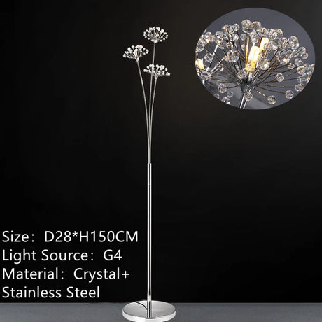 INS Modern Simple LED Bedside Lamp Living Room Bedroom Wedding Dress Shop Decors Crystal Study Dandelion Standing  Floor Light