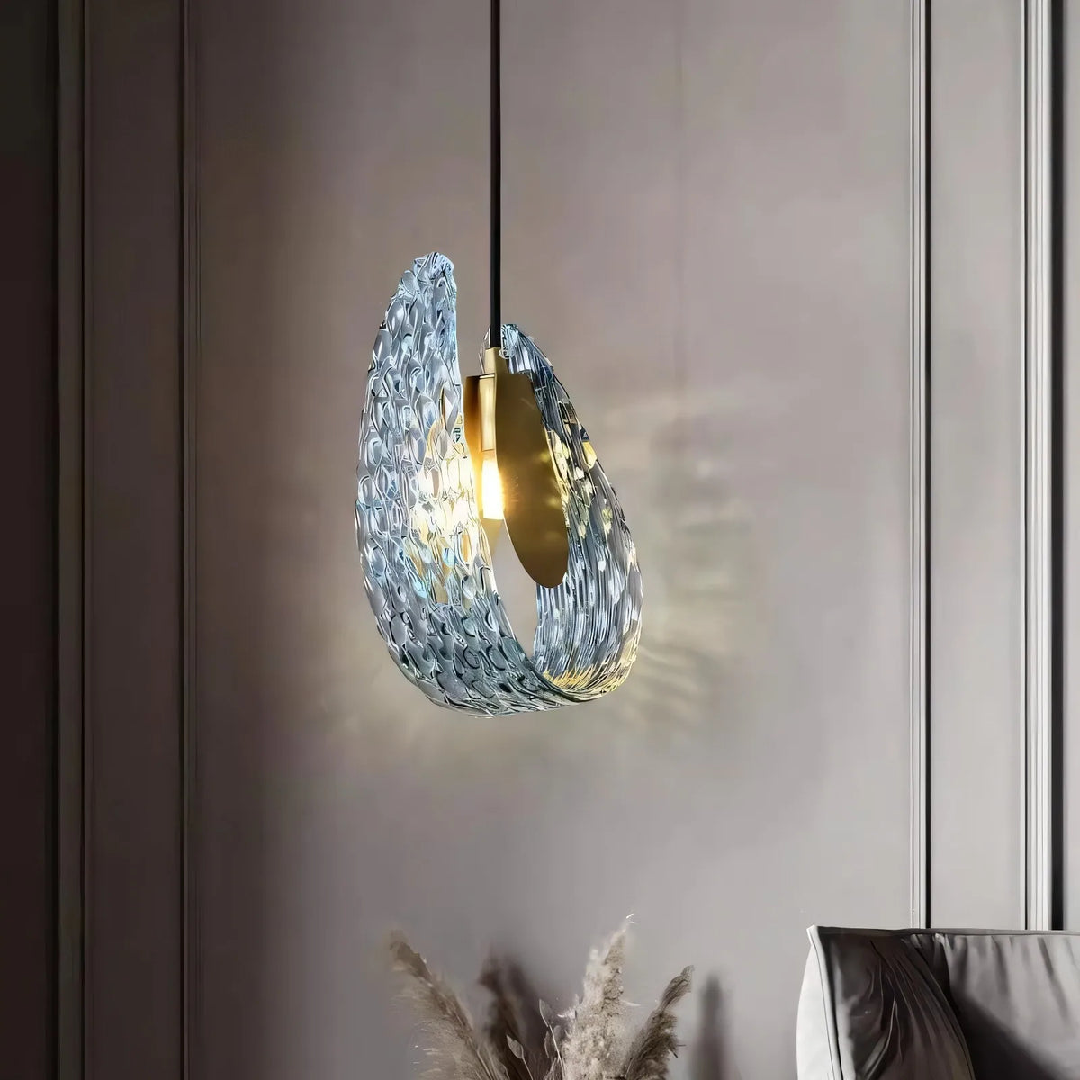 Creative All-copper Headboard Chandelier Light Luxury Individual All-copper Bedroom Blue Glass Lamp Indoor Home Decor G9 Bulb