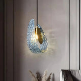 Creative All-copper Headboard Chandelier Light Luxury Individual All-copper Bedroom Blue Glass Lamp Indoor Home Decor G9 Bulb
