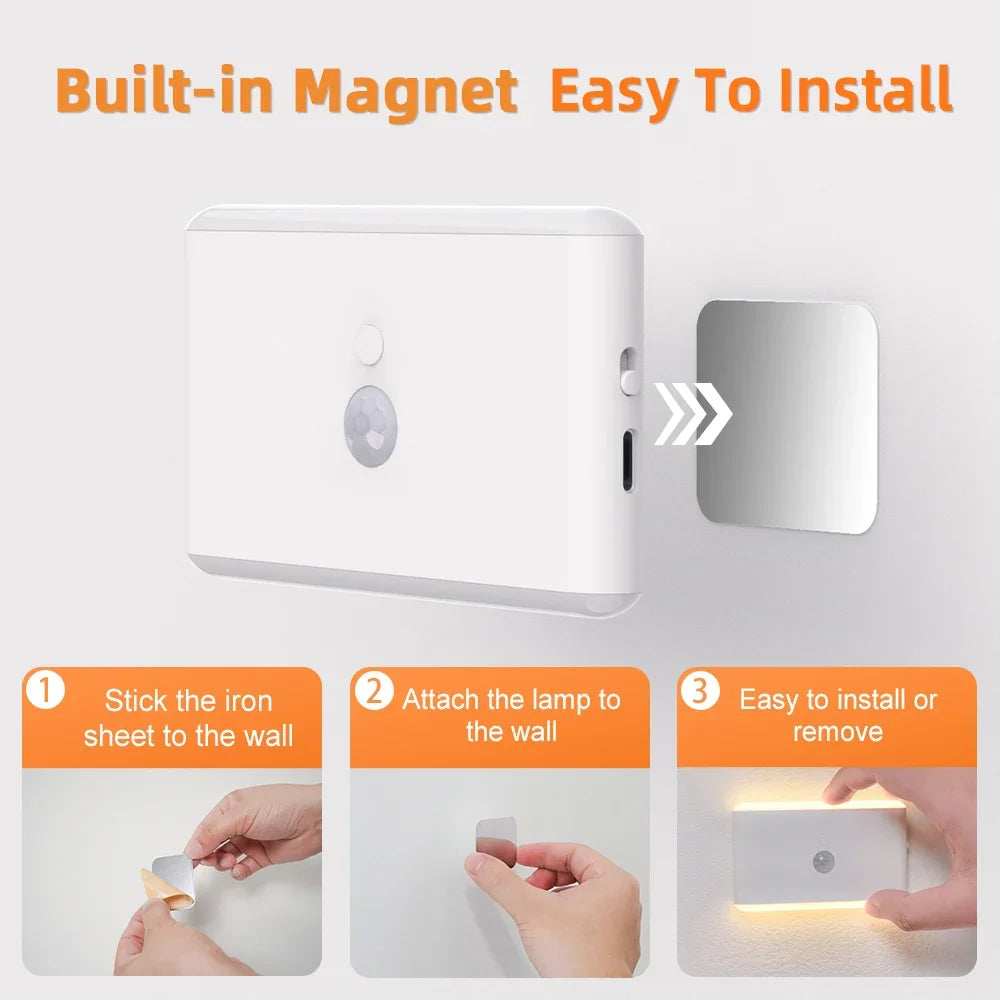 Wireless LED Motion Sensor Night Light - 3-Mode Dimmable Battery Powered Lamp
