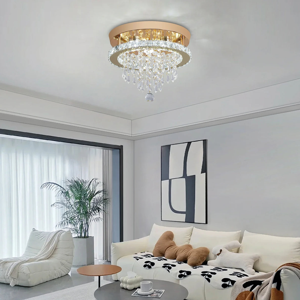 Luxury Crystal Chandelier Lustre Design Gold Modern Led Ceiling Light  Living Room Bedroom Hanging Lamp Lighting
