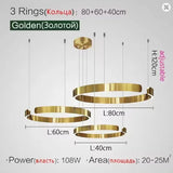 Modern Salon Design Ring Ceiling Chandelier Dining Room Pendant Lamp Bedroom Home LED Lighting Fixtures