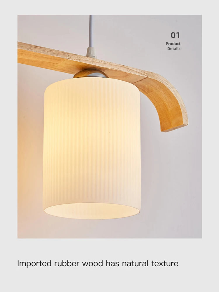 Nordic Dining Room Chandelier Indoor Lighting Led Pendent Lamp For Kitchen Bar Wooden Ceiling Hanging Light Glass Ball Decorate