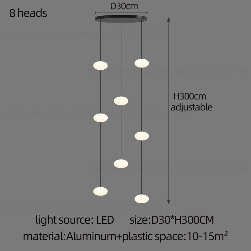 LED Minimalist Style Chandelier Hanging Stairs Pendent Lamp Designer Living Room Kitchen Bedroom Pendant Light Indoor Lighting