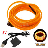 1M/2M/3M/5M Colour Car Interior Lighting LED Strip Auto Decoration Wire Rope Tube Line Flexible Neon Lights USB Drive Atmosphere