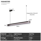 Linear Dining room chandelier kitchen island lighting dining table bar lamp led long strip modern lamp glass Pendant light black