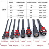 Outdoor IP67 2 3 4 5 6 7 8 Pin Power Connector Wire Waterproof LED Docking Plug Cable 0.3-2.5 Square Male Female Extension Line