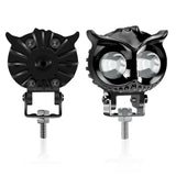 Owl Style Bicolor LED Motorcycle Headlight (Yellow & White) - Waterproof Driving Auxiliary Fog Light for Motorbike, UTV, Truck & Car
