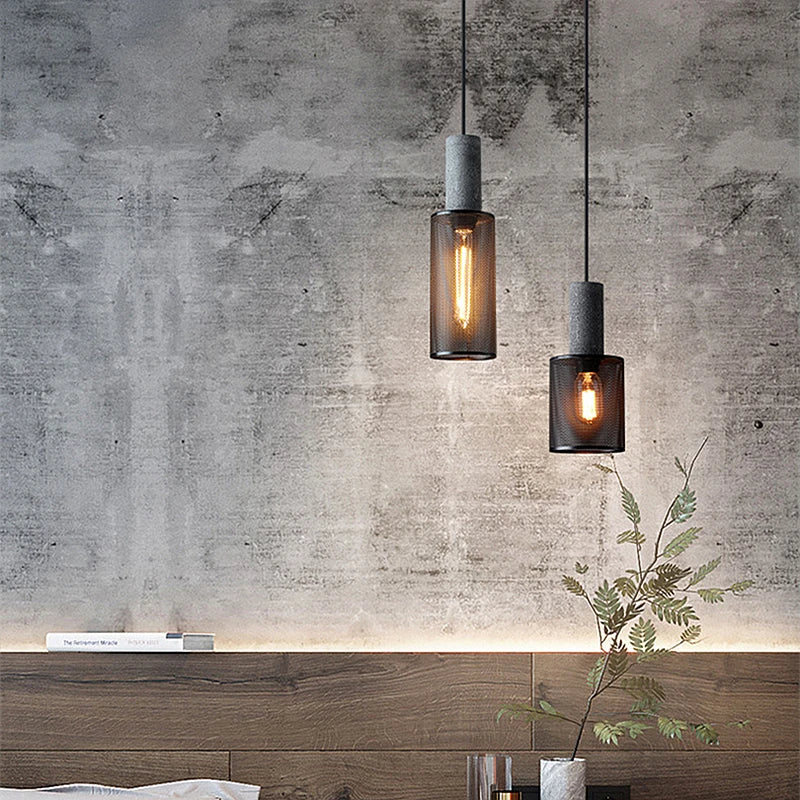 Modern Industrial Style LED Pendant Lights Interior Chandelier Lamp Fixtures Iron Lampshade Cement Hanging Lamp For Bar Table