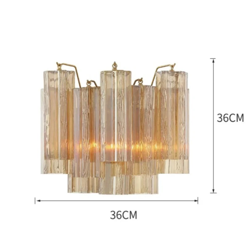 Italian Murano Glass LED Wall Lamp - Luxury Decorative Sconce Light Fixture for Bedroom Bedside, Living Room & Restaurant