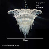 Petal Glass Flower Pendant Ceiling Lamp Minimalist Art Crystal Fringe Lamp for Living Room Staircase Villa Foyer Decor Lamp